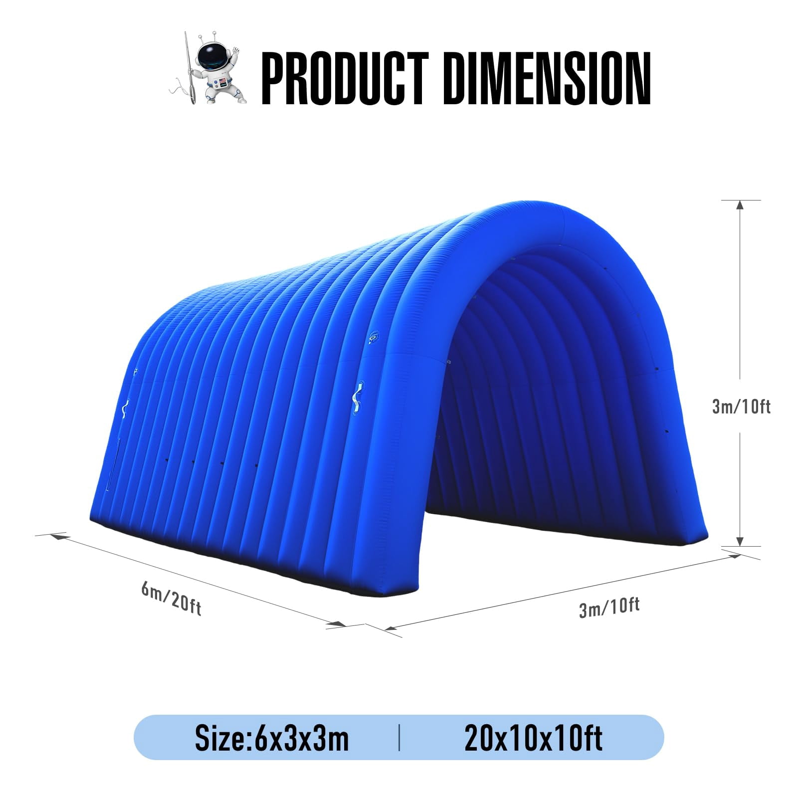 Inflatable Sports Tunnel Entrance with Blower Inflatable Tunnel Tent for Business Advertising Event Exhibition 20X10x10Ft Blue