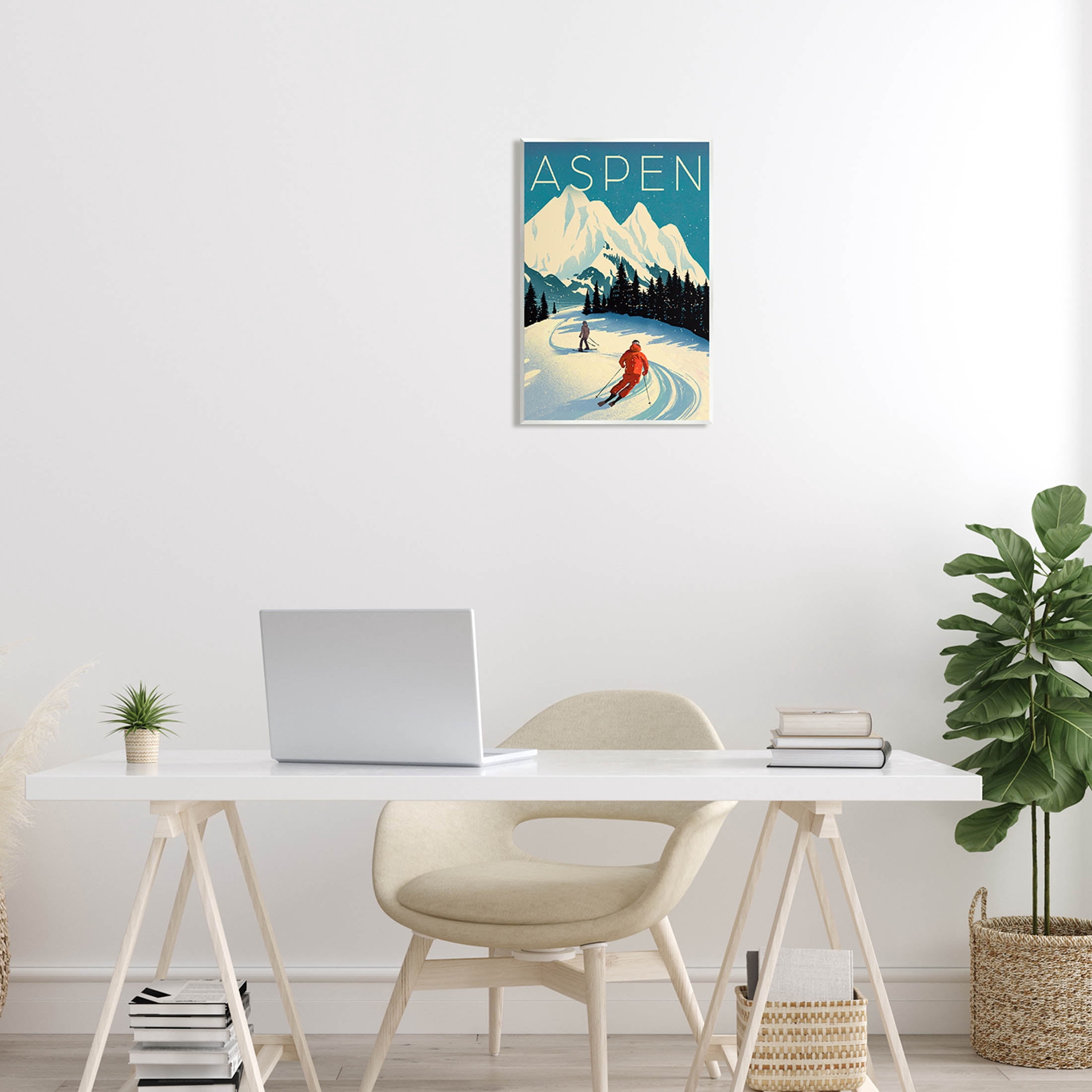 Stupell Industries Aspen Winter Ski Scene Graphic Art Unframed Art Print Wall Art, Design by Ziwei Li