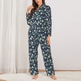 thumbnail image 2 of Yiaed Daisy Floral B Print Pajamas Women's Long Sleeve Sleepwear Soft Button Down Loungewear Pjs Lounge Set Nightwear Womens Pajama Pants-X-Large, 2 of 7