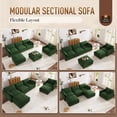 thumbnail image 2 of Muumblus 4 Pieces Living Room Furniture Sets, Modular L-Shaped Sofa and Chaise Lounge Chair with 2 Movable Ottoman, Green Chenille, 2 of 9