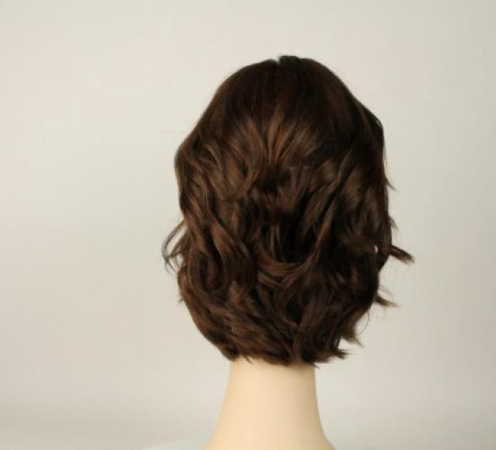 European Human Hair Freeda Wig Regina Brown With Reddish Highlights Multi-Directional Skin Top Size L