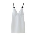 thumbnail image 1 of Vestido mini de moda para mujer con lazo blanco sin espalda y cremallera, estilo vintage, con tirantes finos y escote en V, elegante para mujer, 1 of 5