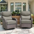 thumbnail image 3 of OPOHORO High Back Outdoor Swivel Patio Chairs Set of 2, 6-Inch Thick Cushions Outdoor Brown Wicker Swivel Glider Rocking Chairs for Porch Deck - Gray, 3 of 11