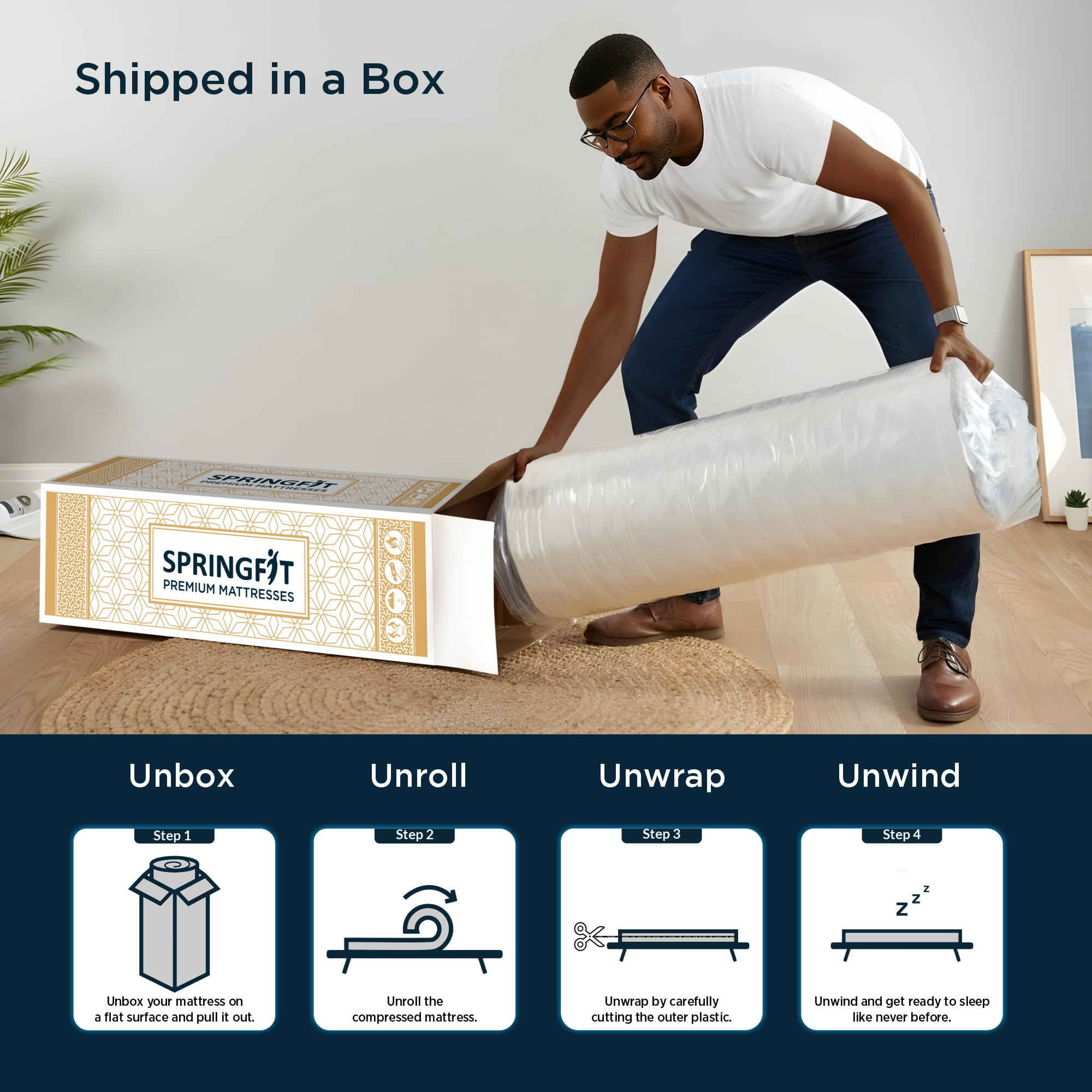 Springfit 8" Tight Top Innerspring Mattress in a Box, Bonnell Coil, CertiPUR-US®, Full