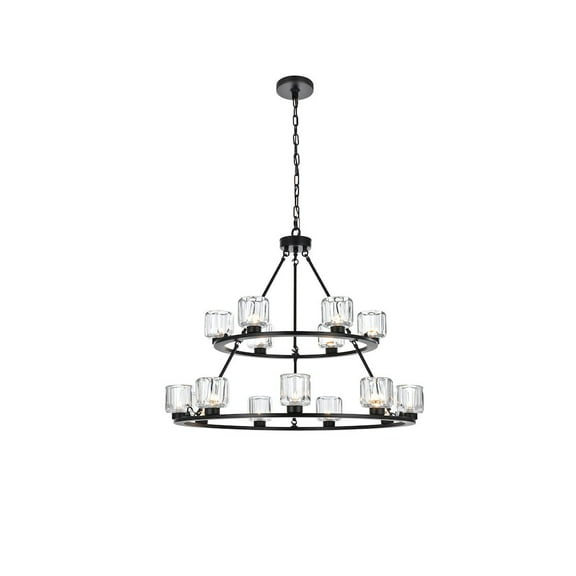 Elegant Lighting Cadence 36 Inch Two-Tier Chandelier In Black