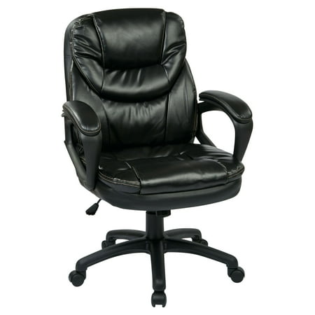 Faux-Leather Executive Swivel Manager&amp;#39;s Office Chair with Padded Arms