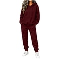 thumbnail image 3 of Jerdar Womens 2 Piece Lounge Set Hoodie Jogger Pants Oversized Solid Color Drawstring Pocket Elastic Waistband Casual Fall Winter Travel Outfits S, 3 of 8