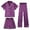 Z02_Purple, variant on HNMKIU Unisex Satin Pajamas Set Boys Girls Short Sleeve Long Pants 2 Piece Sleepwear Clothing Set for Kids Nightwear Blue,2-3 Years