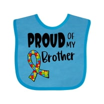 Inktastic Proud of My Brother Autism Awareness Puzzle Piece Ribbon Boys or Girls Baby Bib