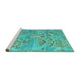 thumbnail image 2 of Ahgly Company Machine Washable Indoor Round Abstract Turquoise Blue Modern Area Rugs, 3' Round, 2 of 4