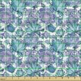 thumbnail image 2 of Ambesonne East Fabric by the Yard Upholstery, Far Eastern Floral Blossoms, 1 Yard, Turquoise and Lilac, 2 of 5