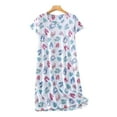 thumbnail image 2 of Plus Size Nightgown Knitted Cotton Sleepwear Short Sleeve Round Neck Home Dress, 2 of 5