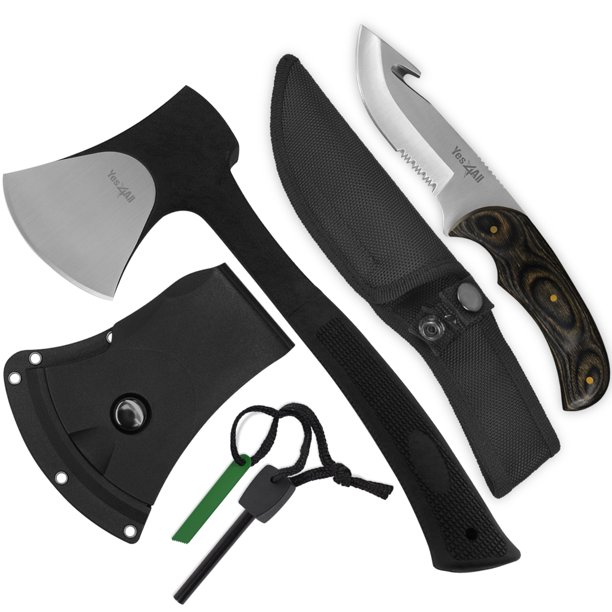 Yes4All Camping Axe and Knife Kit with Sheath & Fire Starter (H105