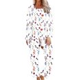 thumbnail image 2 of Jinhomg Women Cute Floral Pajamas 2 Piece Casual Sleepwear Outfits Comfy Long Sleeve Crew Neck Tops and Straight Leg Pants Set White XL, 2 of 6