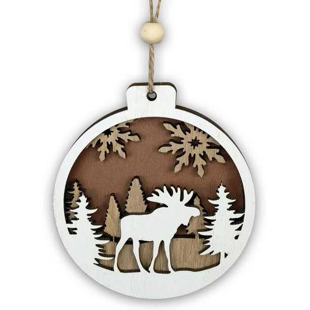 onlyliua Promoción de Temporada Colgantes de Árbol de Navidad Animales Tallados Manualidades Madera Perchas Navideñas
