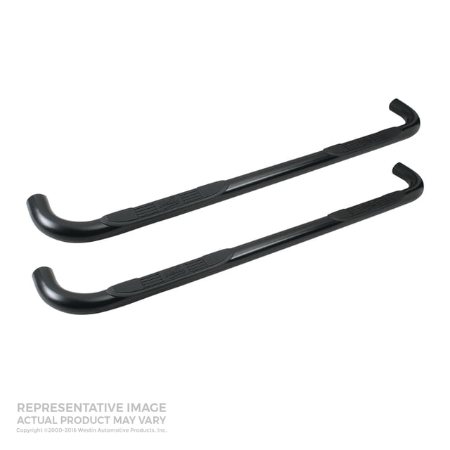 Westin Automotive 25-3925 Nerf Bar Signature With Step Pads; 3 Inch Round Bent; Powder Coated; Black; Galvanized Mild Steel; Without End Caps; Rocker Panel Mount