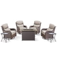 thumbnail image 2 of PARKWELL 7-Piece Outdoor Patio Furniture High Back Conversation Set with Swivel Glider Chairs and Fire Pit Table,50,000 BTU,Luxury 6" Thick Cushions,Wicker Patio Set for Deck, Backyard,Brown/Beige, 2 of 12