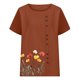 thumbnail image 4 of Vestidos Casuales Para Mujer, Blusas De Mujer De Moda Camiseta informal de verano con cuello redondo, manga corta y botones estampados para mujer, 4 of 4
