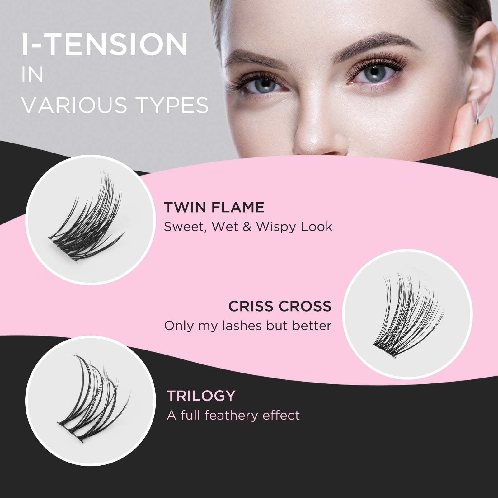 Cluster Eyelashes Bunches Kits Waterproof No Irritation Lash Bond Seal Lash Remover and Eyelash Applicator DIY Anime Volume Segmented Lashes Sets 804 MIX