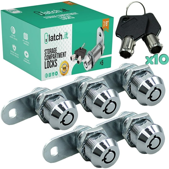LATCH.IT 7/8” RV Storage Locks | 5-Pack RV Compartment Locks | Utility Cam Lock | 100% Metal RV Locks for Storage Door