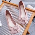 thumbnail image 6 of XIMIN Women's Slip On Shoes Solid Color Foldable Round Toe Cute Bow Trim Bowknot Ballerina Shoes Leather Comfort Flats Wedding Dress Shoes, 6 of 6
