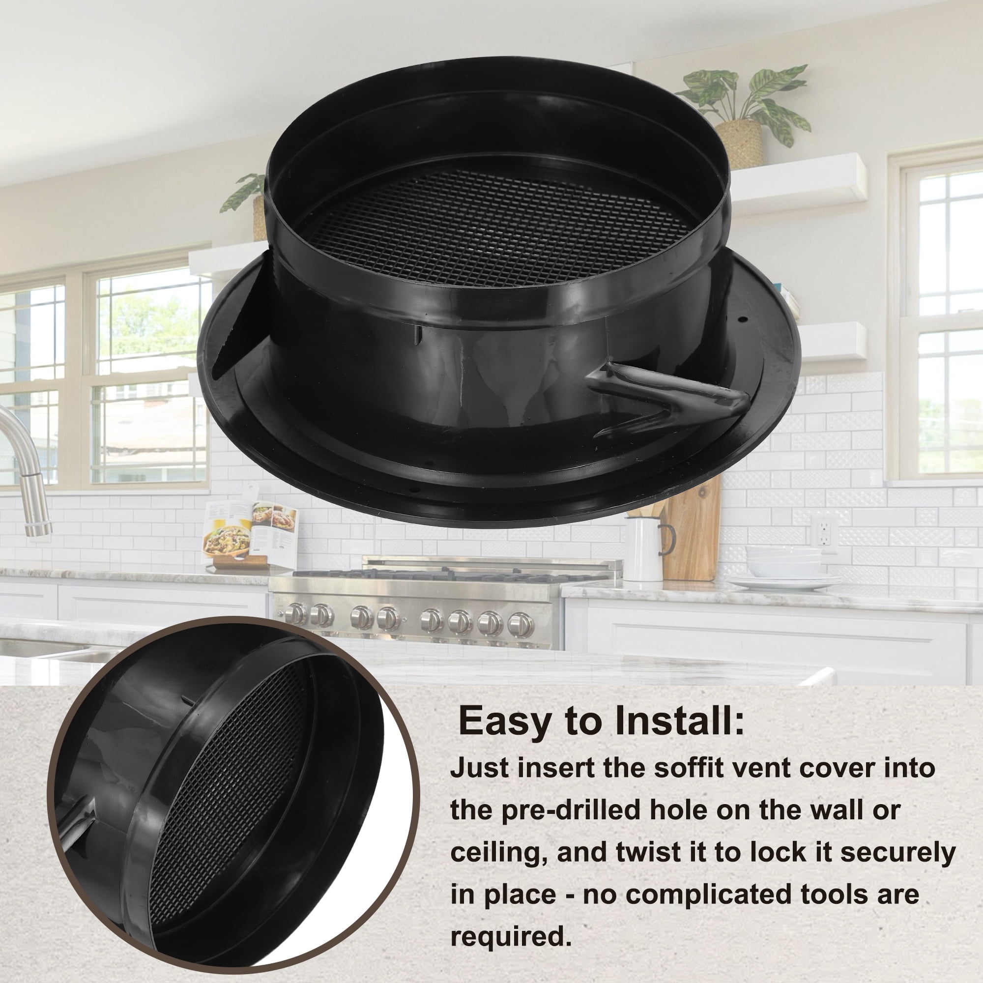 Uxcell Round Air Vent Cover Soffit Vents ABS Ceiling Vent Covers Air Vent Louver for Living Room Greenhouse 6 Inch