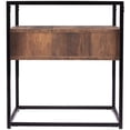 thumbnail image 5 of Maklaine Modern 1 Drawer Glass Top End Table in Black and Natural, 5 of 10