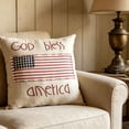 thumbnail image 6 of God Bless America Patriotic Throw Pillow, 12x12 Inch Primitive Rustic Independence Day Decorative Cushion, Handcrafted Style American Flag Pillow for Farmhouse Home Decor, 6 of 6