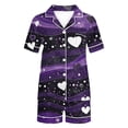 thumbnail image 4 of Vetsdori Womens Short Sleeve Pajamas Sets 2 Pieces Sleepwear Homewear Shorts & Top Casual Loungewear Heart Print Soft,Pockets Button up Pajamas for Women Summer, 4 of 8