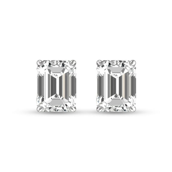 SZUL Women's Lab Grown 3/4 Carat Emerald Cut Solitaire Diamond Earrings in 14K White Gold