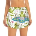 thumbnail image 2 of Disketp Cartoon Frogs Women's Shorts Workout Shorts for Athletic Gym Running Shorts with Phone Pockets-Medium, 2 of 7