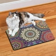 thumbnail image 2 of Boho Retro Floral Pet Feeding Mat-Abstract Art Pattern Absorbent Pet Placemat for Food and Water Bowl, with Waterproof Rubber Backing, Quick Dry Water Dispenser Mat for Dog and Cat (12"x20"), 2 of 7