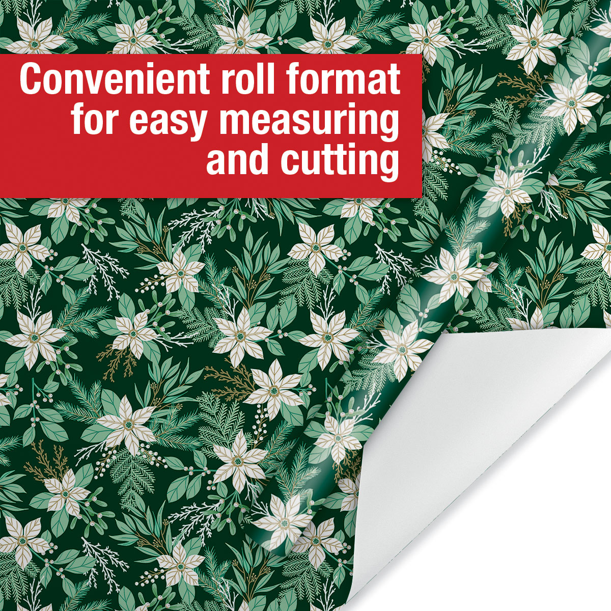 Current Winter Poinsettia Wrapping Paper Roll 23" x 28' photo 3