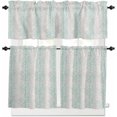 thumbnail image 2 of Kitchen Curtains Set, Teal Botanical Kitchen Curtains and Valances Set, Farmhouse Spring Summer Branch Rod Pocket Tier Curtains 24 Inch Length for Cafe/Bedroom Windows, 2 of 6
