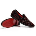 thumbnail image 3 of Santimon Men Velvet Loafers Rhinestone Flats Slip On Dress Tuxedo Shoes Red 6.5 US, 3 of 8