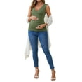 thumbnail image 2 of Camiseta básica sin mangas de maternidad con fruncido cruzado para mujeres, paquete de 2, tops de lactancia en negro y verde, talla X-Large, 2 of 6