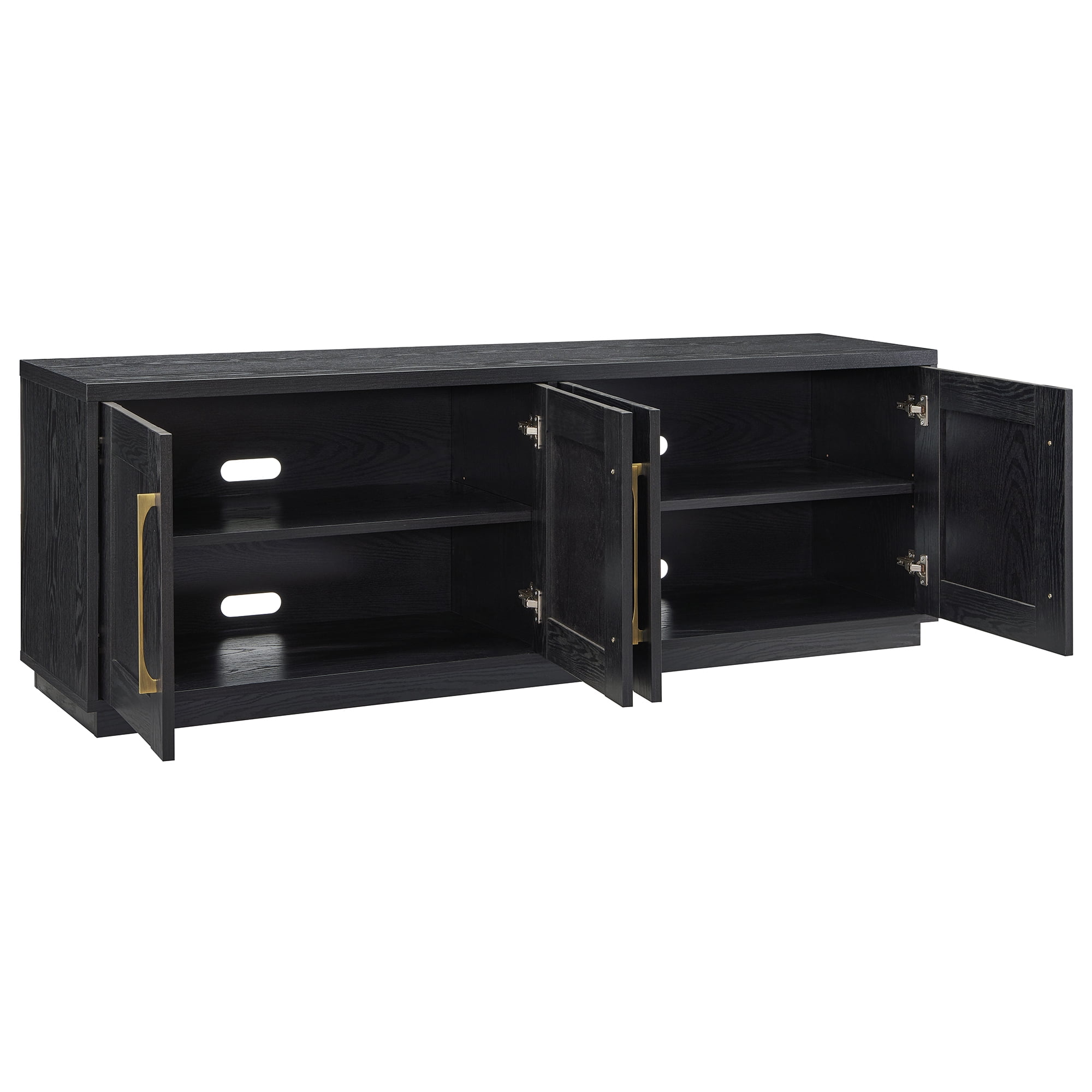 Evelyn&Zoe Tillman Rectangular TV Stand for TV's up to 75", Black Grain