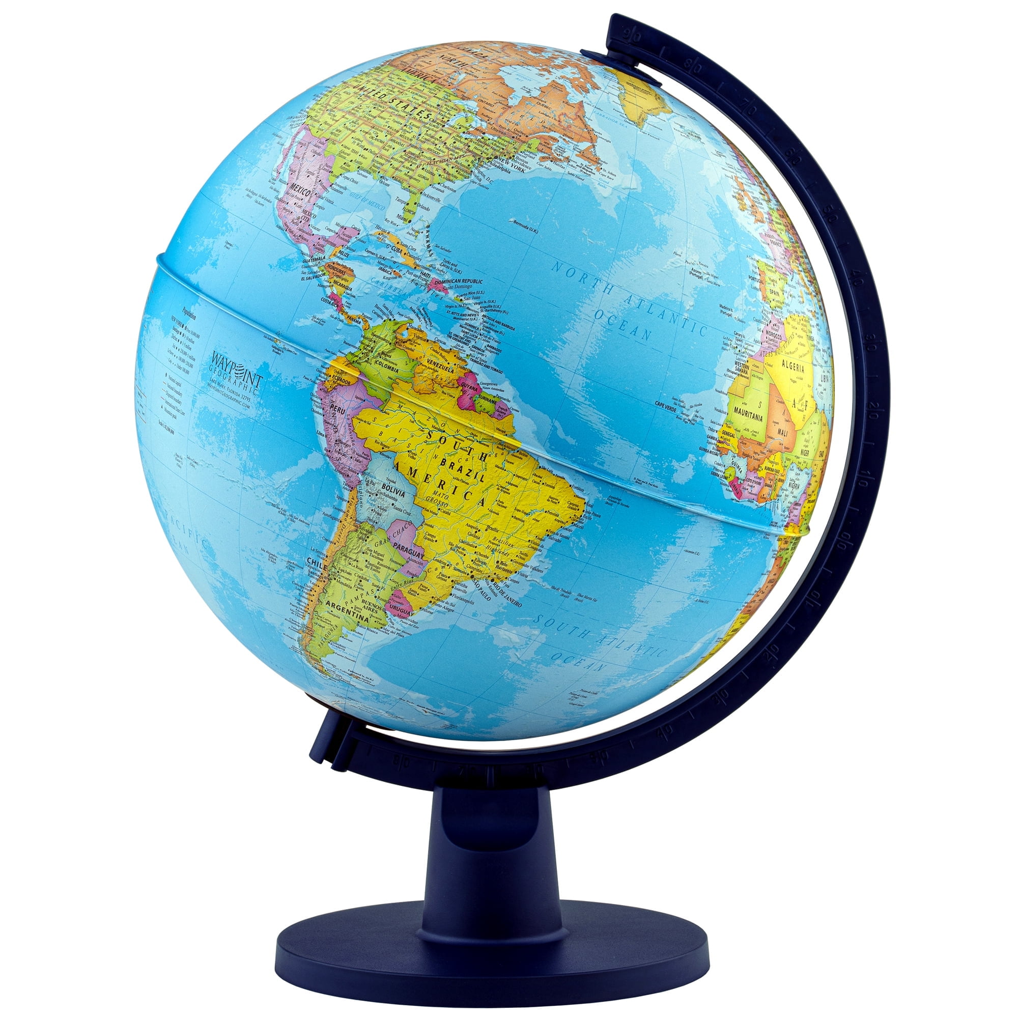 Bshapplus 13.4'' World Globe, Stainless Stand, 720° Spin, 4000