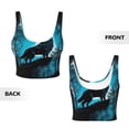 thumbnail image 6 of Rateoe Blue Full Moon Wolf Print Womens' Sports Bras Scoop Neck Sports Vest- Padded U Back Seamless High Impact Support, 6 of 7