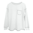 thumbnail image 4 of SNKSDGM Chandail Court à Manches Longues T-Shirts à Manches Longues pour Femmes Ample Chandail Décontracté à Manches Longues Col Rond Tricoté Ample TTG, 4 of 4
