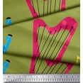 thumbnail image 2 of Soimoi Green Rayon Fabric Guitar & Xylophone Musical Instrument Decor Fabric Printed Yard 42 Inch Wide, 2 of 3