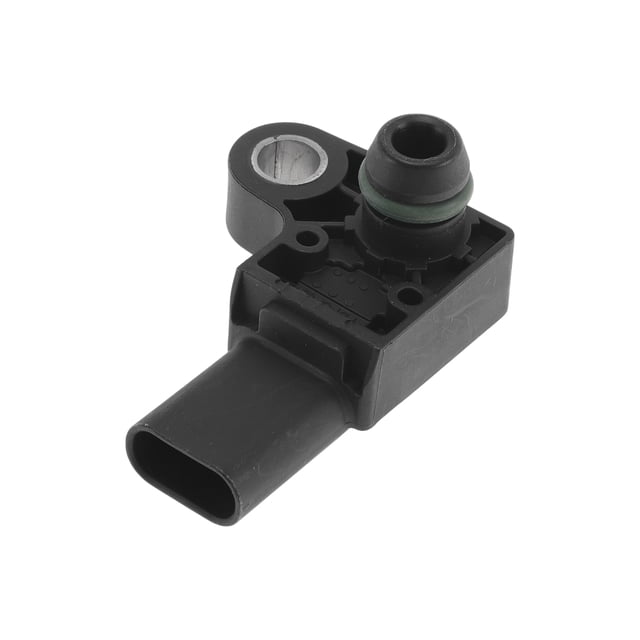 sensor de presión absoluta del colector map único para mg hs 2018-2022 no.10290360/f01r00e059 1 pc sensor MAP negro en vista frontal inclinada; carcasa de plástico rectangular con conector eléctrico saliente, puerto de vacío con anillo de sello verde y orificio de montaje con casquillo metálico visible; mide presión del colector y sirve como reemplazo directo para MG HS.