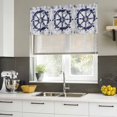thumbnail image 4 of Navy Blue Rudder Coastal Curtain Valances for Windows, Kitchen Valance Window Treatments Panel 2 Pack, Nautical Beach Ocean Retro Rod Pocket Short Curtains for Bathroom Bedroom 60 x 18 Inch, 4 of 8