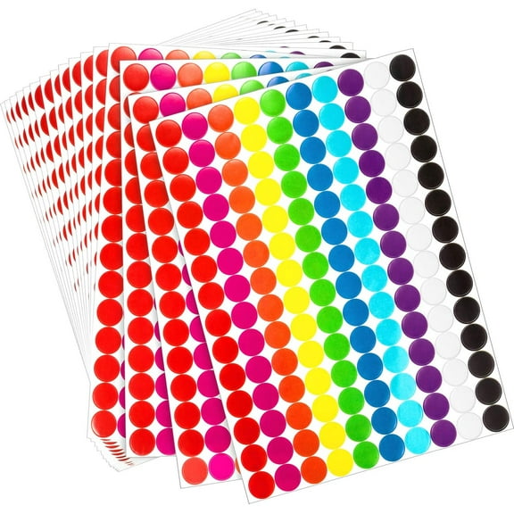 XiHMA Round Dot Stickers 3/4 Inch Diameter Circle Dot Coding Labels Multicolor, Polka Circle Assorted Colors Sticker for Classroom, Office or Family(5600 Pieces)