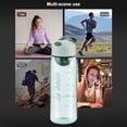 thumbnail image 4 of Cateissary Botella de agua a prueba de fugas de plástico graduado deporte beber boca ancha niños adultos vasos con cuerda rosa 480ML Type2 NO2, 4 of 6