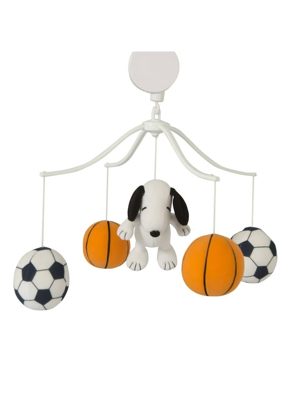 Bedtime Originals Snoopy Sports Musical Baby Crib Mobile - White, Animals