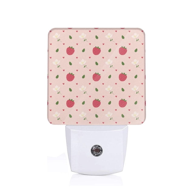 Balery Strawberry Luz Nocturna LED con Sensor Automático, Enchufe con Sensor Crepuscular, Luz Suave de 0.5W para Dormitorio, Pasillo, Baño-US