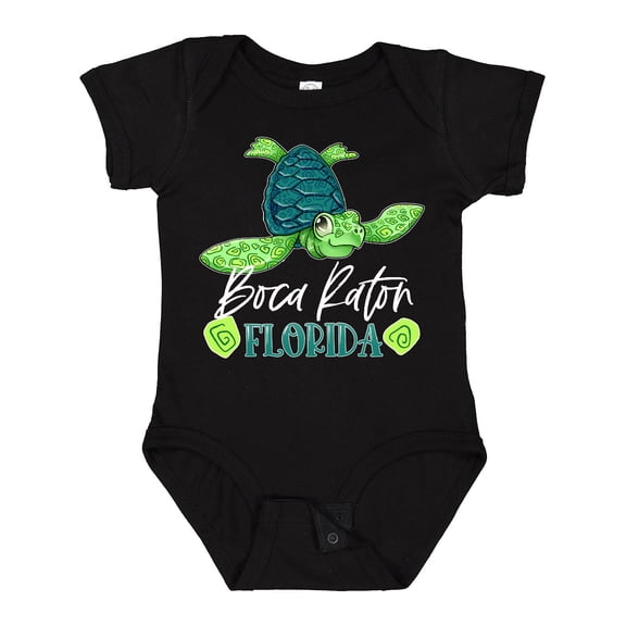 Inktastic Boca Raton, Florida Happy Sea Turtle Boys or Girls Baby Bodysuit