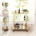 thumbnail image 4 of RiteSune Bar Carts for The Home, Gold Bar Cart with 3 Tier Glass Shelves, Home Bar Serving Carts with Wheels, Wine Cart with Wine Holders for Kitchen, Party (28.5" D x 15" W x 32" H), 4 of 14