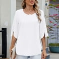 thumbnail image 5 of Jalioing Women's Chiffon Shirts Half Sleeve Crew Neck Summer Fashion Blouses Casual Trendy Plain Tops, 5 of 7